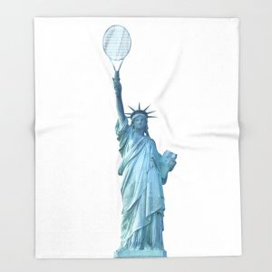 statue-of-liberty-with-tennis-racquet-throw-blankets