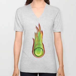 tennis-ball-on-fire-vneck-tshirts