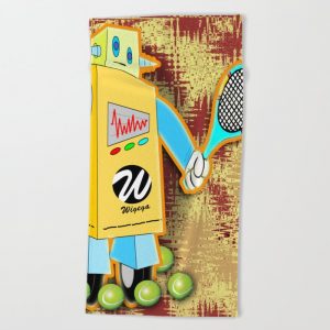 tennis-robot-with-racquet-beach-towels